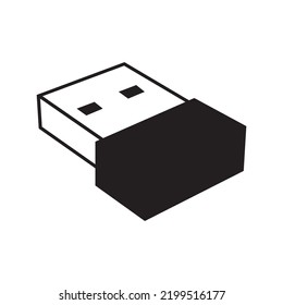 Portable Wireless Usb Port Icon | Black Vector Illustration |