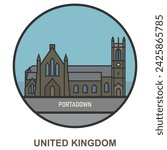 Portadown. Cities and towns in United Kingdom. Flat landmark