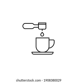 portafilter coffee icon  in flat black line style, isolated on white 