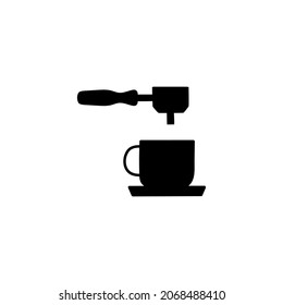 portafilter coffee icon in solid black flat shape glyph icon, isolated on white background 