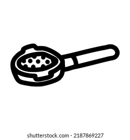 portafilter coffee with coffee powder lineart vector illustration icon with doodle hand drawn style for coffee shop and business