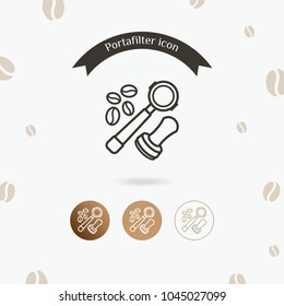 Portafilter icon. Coffee equipment vector illustration, Barista equipment