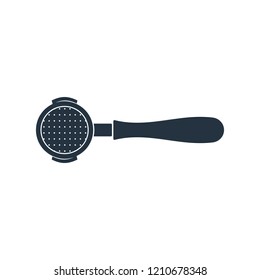 Portafilter isolated top icon on white background, 400 coffee set, logo and sign