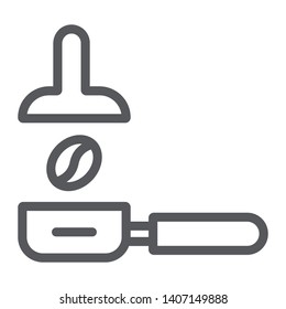 Portafilter line icon, coffee and barista, coffe tamping sign, vector graphics, a linear pattern on a white background, eps 10.