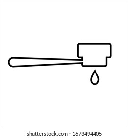 Portafilter line icon. Holder for ground espresso and coffee drop. Vector Illustration