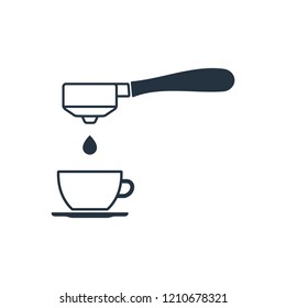 Portafilter and tamper isolated icon on white background, 400 coffee set, logo and sign