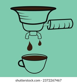 Portafilter and tamper isolated icon on green background, 400 coffee set, logo and sign