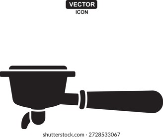 Portafilter vector icon representing a key component for brewing delicious espresso coffee isolated on white background, Vector, illustration