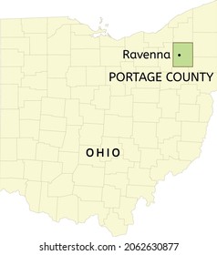 Portage County And City Of Ravenna Location On Ohio State Map