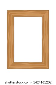 Portait frame, room wall decor. Vector flat woodenborder.