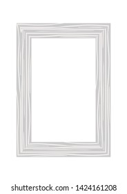 Portait frame, room wall decor. Vector flat woodenborder.