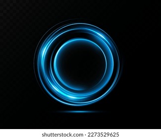 Portal and frame, abstract light lines of movement and speed. Blue color, light ellipse. Brilliant galaxy. Glowing podium. Space tunnel. Light everyday glowing effect. semicircular wave, light vortex 