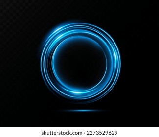 Portal and frame, abstract light lines of movement and speed. Blue color, light ellipse. Brilliant galaxy. Glowing podium. Space tunnel. Light everyday glowing effect. semicircular wave, light vortex 