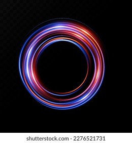 Portal and frame, abstract light lines of movement and speed. Red-blue color, light ellipse. Bright galaxy. Glowing podium. Space tunnel. Light everyday glowing effect. semicircular wave, light whirlw