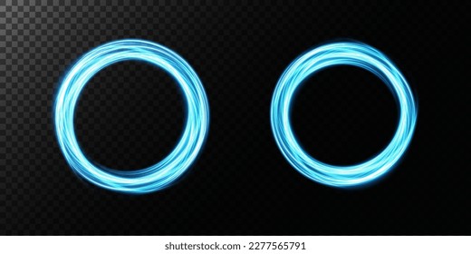 Portal and frame, abstract light lines of movement and speed. Blue color, light ellipse. Brilliant galaxy. Glowing podium. Space tunnel. Light everyday glowing effect. semicircular wave, light vortex 