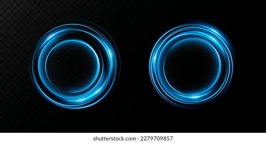 Portal and frame, abstract light lines of movement and speed. Blue color, light ellipse. Brilliant galaxy. Glowing podium. Space tunnel. Light everyday glowing effect. semicircular wave, light vortex 