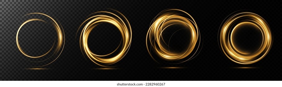 Portal and frame, abstract light lines of movement and speed. fiery golden light ellipse. Brilliant galaxy. Glowing podium. Space tunnel. Light everyday glowing effect. semicircular wave, light vortex