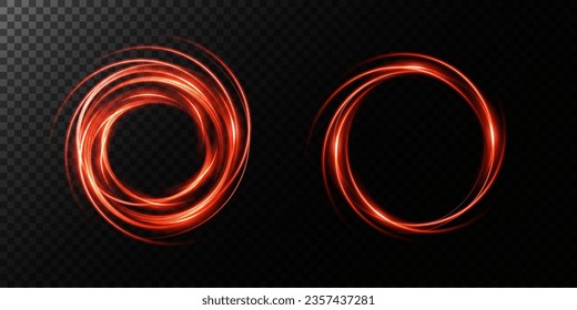 Portal and frame, abstract light lines of movement and speed. Red color, light ellipse. Bright galaxy. Glowing podium. Space tunnel. Light everyday glowing effect. semicircular wave, light whirlwind