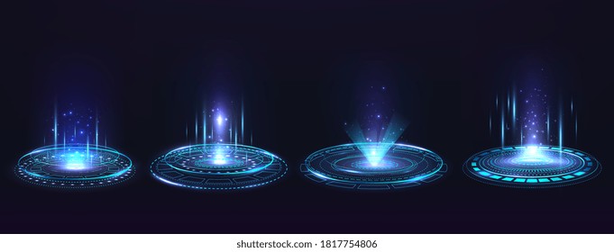 Portal Hologram Futuristic Circle Elements Skyfi Stock Vector (Royalty ...