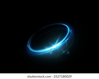 Portal light effect, fantasy podium. Glow for game interface design. Bright light around teleport podium. Magic gate in fantasy game. Vector 10 EPS