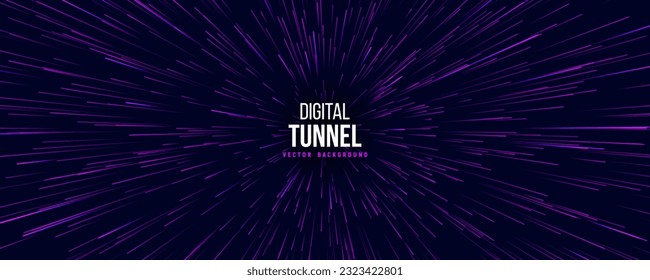 Portal with light effects. Neon futuristic tunnel. Abstract visualization of teleportation. Speed concept. Vector illustration.