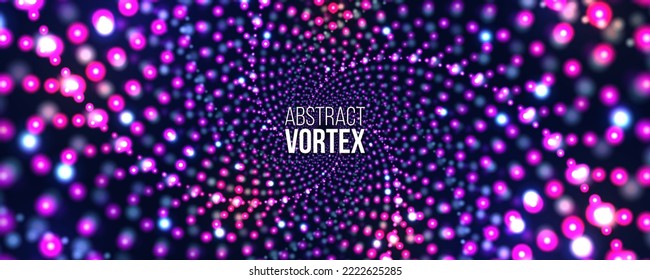 Portal with light effects. Neon particles tunnel. Abstract technology background. Vector illustration.