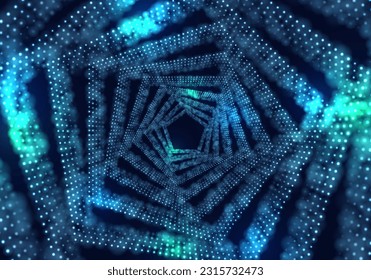 Portal with light effects. Neon particles tunnel. Abstract technology background. Vector illustration.