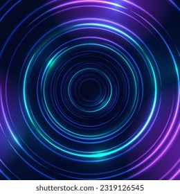 Portal with light effects. Neon tunnel. Abstract technology background. Vector illustration.