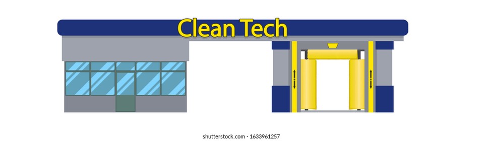 Portal type car wash. Vector illustration. Isolated on a white background.