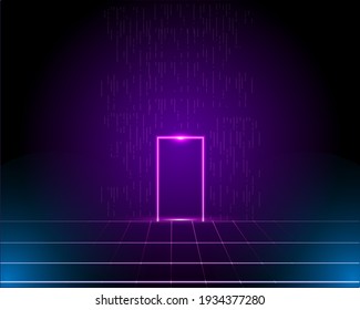 A portal in virtual reality. Vector abstract background in cyberpunk style.