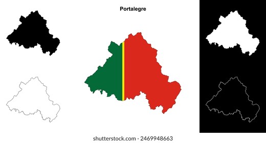 Portalegre District Outline Karte gesetzt