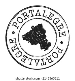 Portalegre, Portugal Silhouette Postal Passport. Stamp Round Vector Icon Map. Design Travel Postmark. 