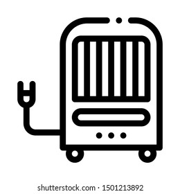 Portative Air Climate System On Rollers Vector Icon Thin Line. Contour Illustration