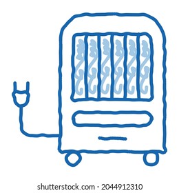 Portative Air Climate System On Rollers sketch icon vector. Hand drawn blue doodle line art isolated symbol illustration