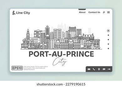 Port-au-Prince, Haiti architecture line skyline illustration. Linear vector cityscape with famous landmarks, city sights, design icons. Landscape with editable strokes.