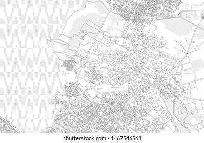 Port-au-Prince, Ouest, Haiti, bright outlined vector map with bigger and minor roads and streets created for infographic backgrounds.