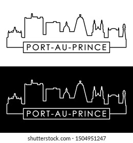 Port-au-Prince skyline. Linear style. Editable vector file.