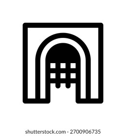 Portcullis. Outlined stroke vector icon with black-filled details.