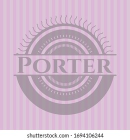 Tarjeta Porter con fondo rosa. Ilustración vectorial. Detallado.