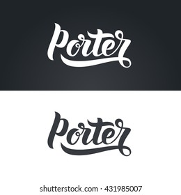 Porter beer label hand lettering. Handmade vector calligraphy collection