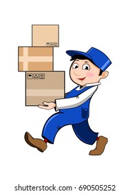 Porter carries a box Vector illustration