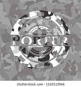 Porter grey camouflage emblem
