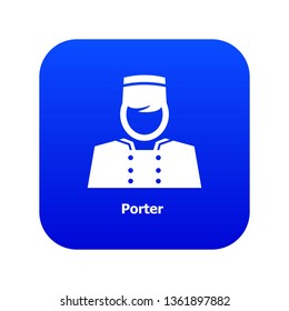 Porter icon blue vector isolated on white background
