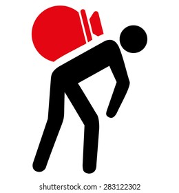 Porter icon from Business Bicolor Set. Vector style: bicolor flat symbol, intensive red and black colors, rounded angles, white background.