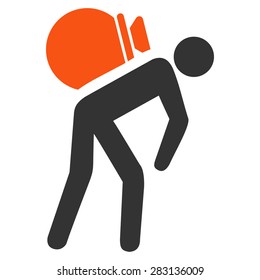 Porter icon from Business Bicolor Set. Vector style: bicolor flat symbol, orange and gray colors, rounded angles, white background.