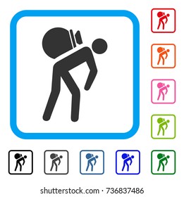 Porter icon. Flat gray pictogram symbol in a light blue rounded squared frame. Black, gray, green, blue, red, orange color additional versions of Porter vector.