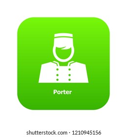 Porter icon green vector isolated on white background