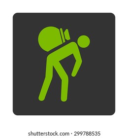 Porter icon. Vector style is eco green and gray colors, flat rounded square button on a white background.
