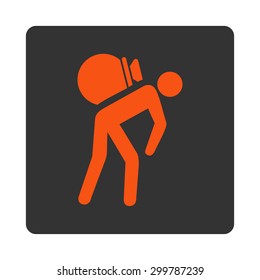 Porter icon. Vector style is orange and gray colors, flat rounded square button on a white background.
