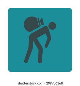 Porter icon. Vector style is soft blue colors, flat rounded square button on a white background.